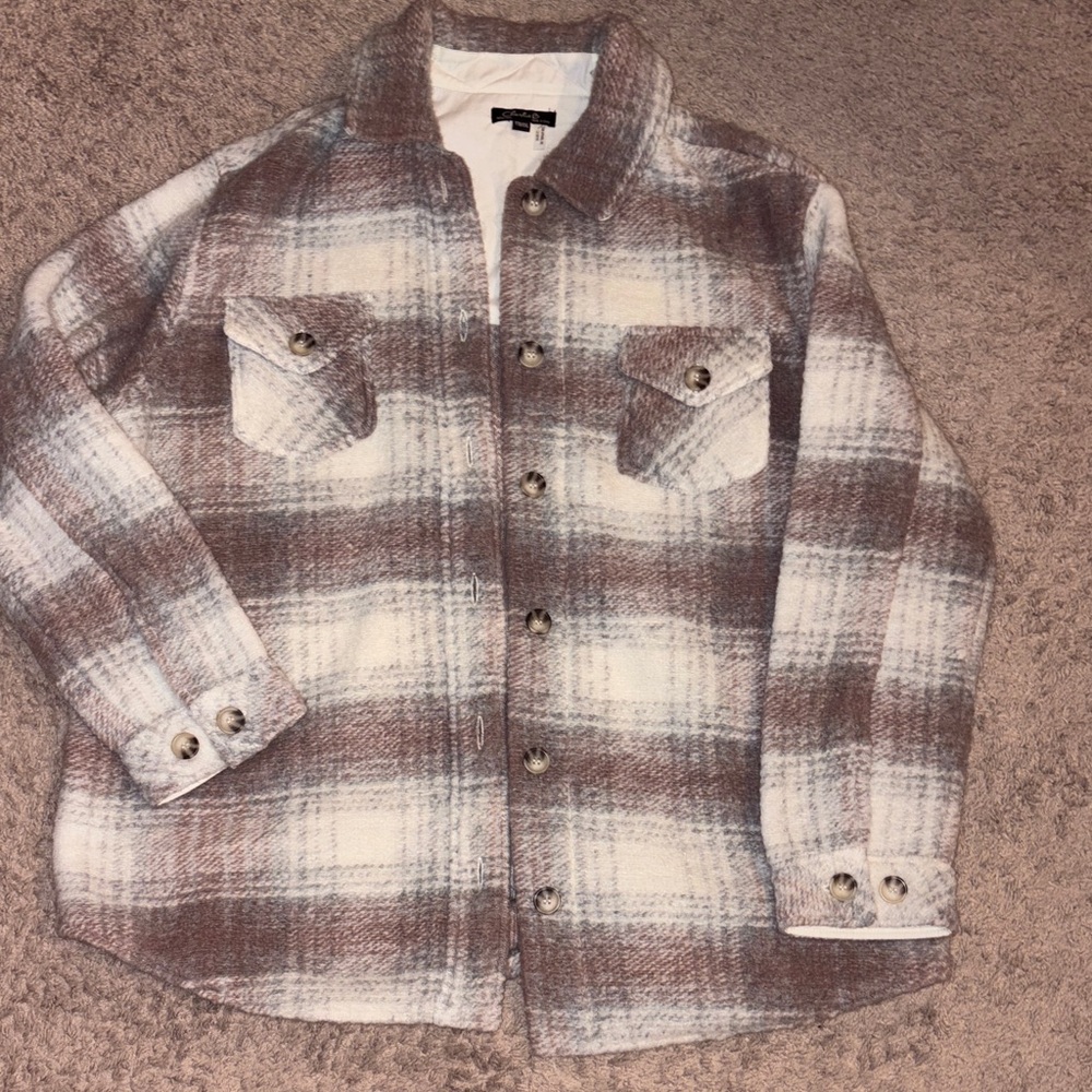 Cozy Plaid Teddy Jacket in Brown and Cream